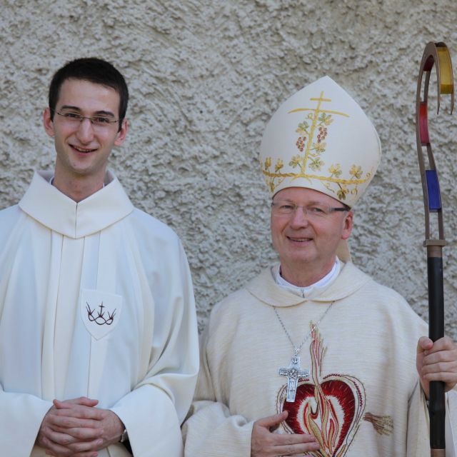 Frater Kilian Deppisch and Bishop Benno Elbs