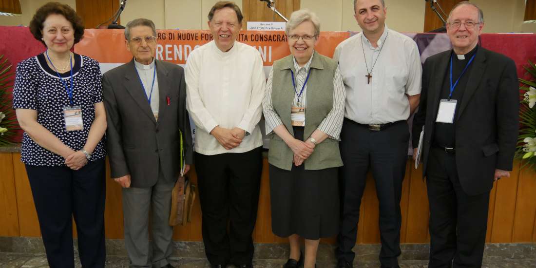 Lourdes Grosso, M.Id.; Fr. Domingo J. Andrés Gutiérrez, C.F.M.; Fr. Jesús Fernández M.Id.; Sr. Margarete Binder F.S.O.; Fr. Rodrigo Carrizo F.M.D.V.; Fr. José Cristo Rey García Paredes C.F.M.