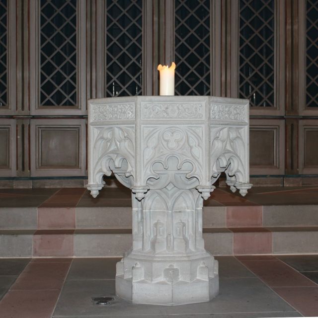 I baptise you in the name of the Father and of the Son and of the Holy Spirit!